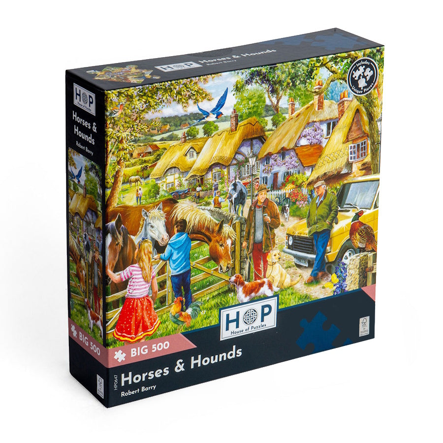 House of Puzzles BIG 500 Piece Puzzle - Horses & Hounds
