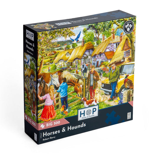 House of Puzzles BIG 500 Piece Puzzle - Horses & Hounds