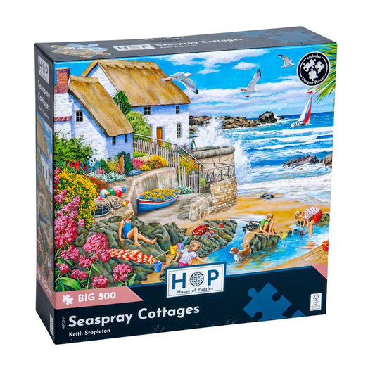 House of Puzzles BIG 500 Piece Puzzle - Seaspray Cottages