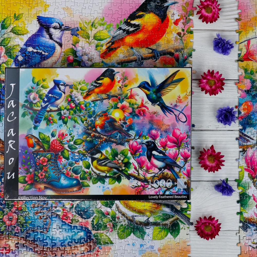 JaCaRou 1000 Piece Puzzle - Lovely Feathered Beauties