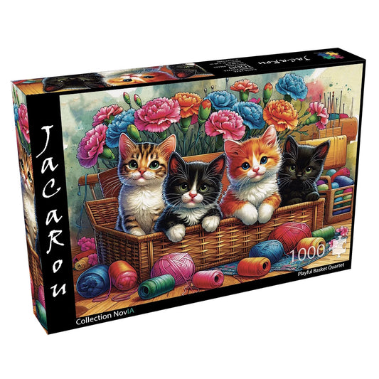 JaCaRou 1000 Piece Puzzle - Playful Basket Quartet