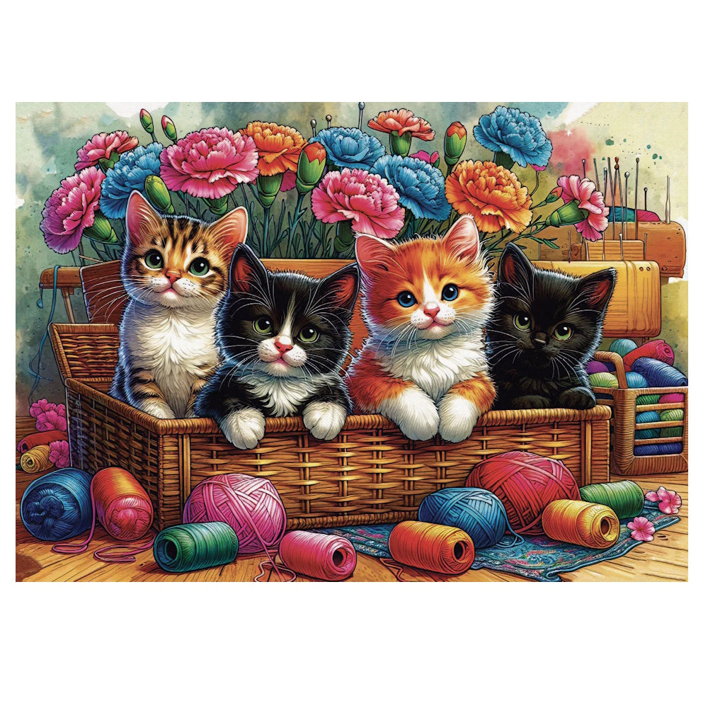 JaCaRou 1000 Piece Puzzle - Playful Basket Quartet