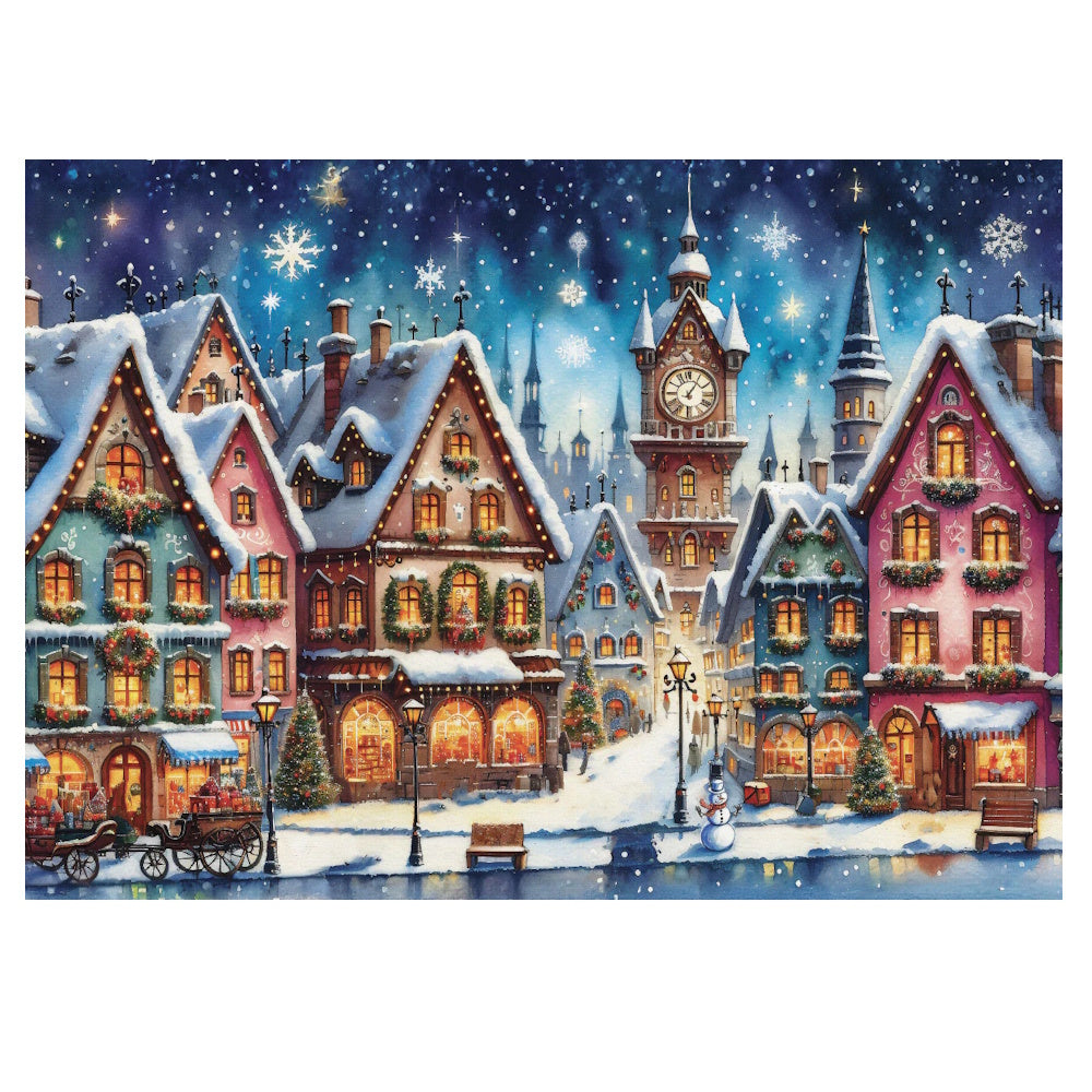 JaCaRou 1000 Piece Puzzle - Twinkling Holiday Streets