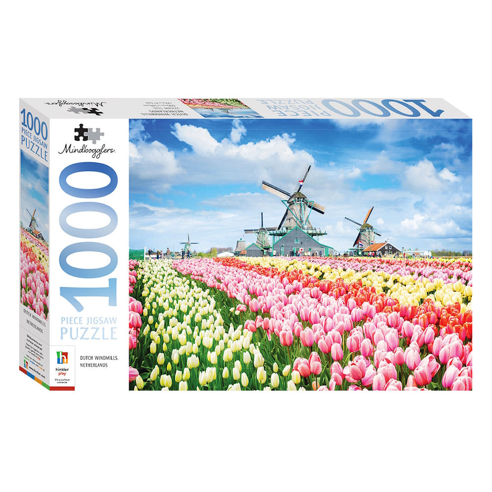 Mindbogglers 1000 Piece Puzzle - Dutch Windmills, Netherlands