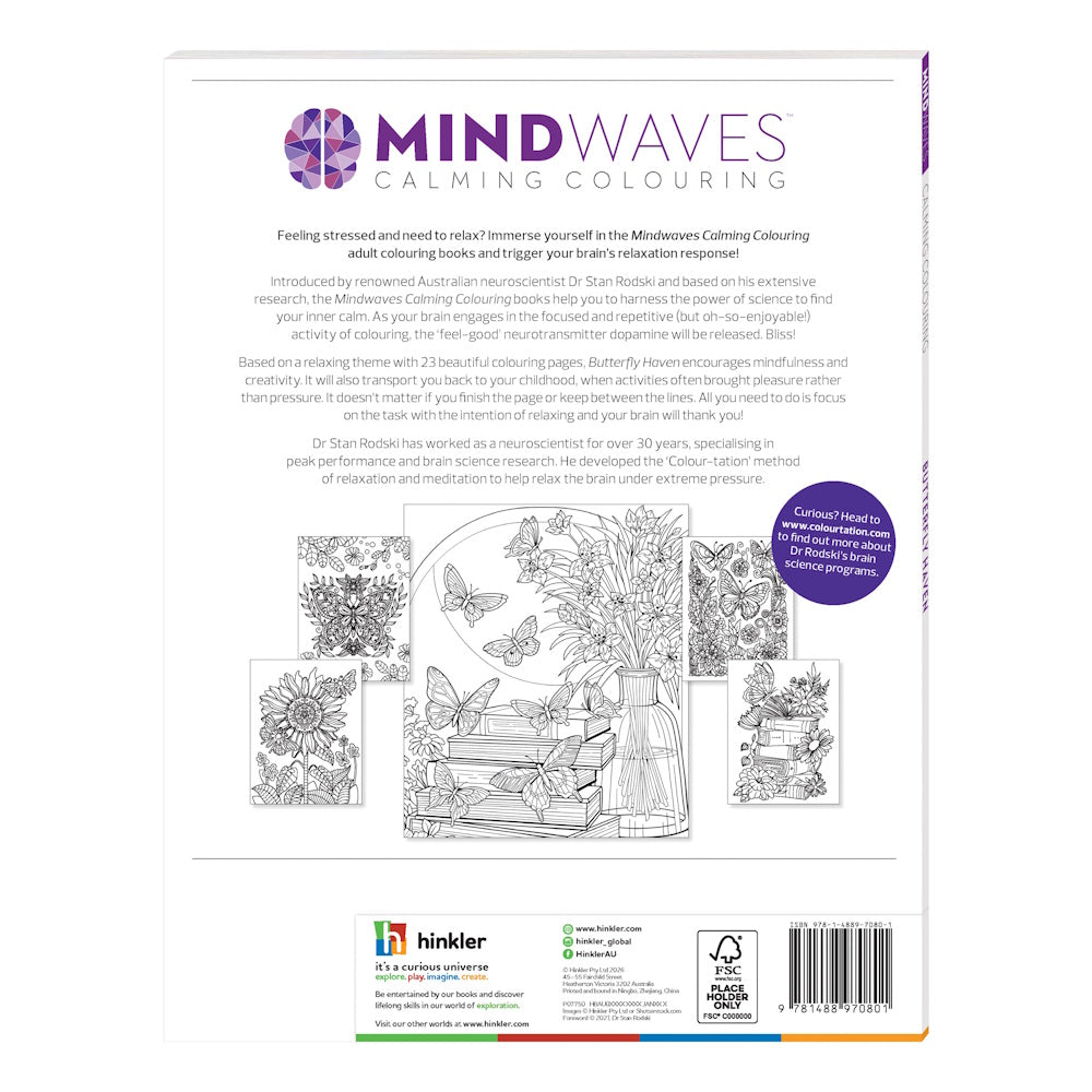 Mindwaves Calming Colouring Book - Butterfly Haven