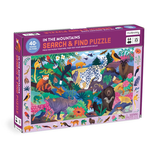 Mudpuppy In the Mountains Safari 64 Piece Search and Find Puzzle