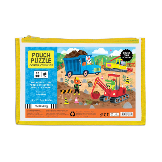 Mudpuppy 12 Piece Pouch Puzzle - Construction Site