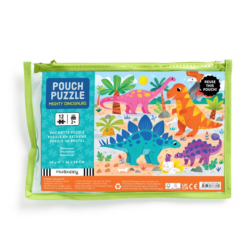 Mudpuppy 12 Piece Pouch Puzzle - Mighty Dinosaurs