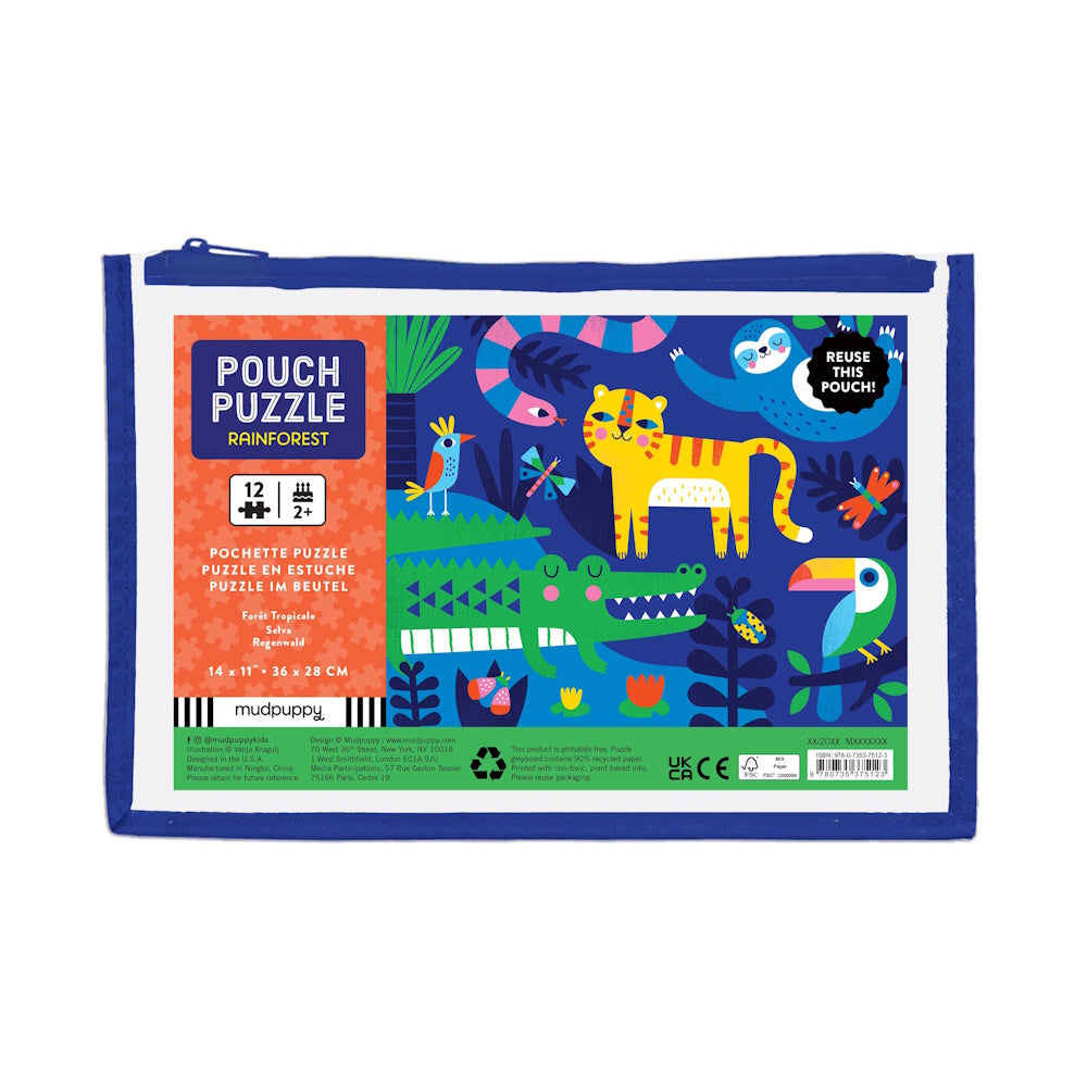 Mudpuppy 12 Piece Pouch Puzzle - Rainforest