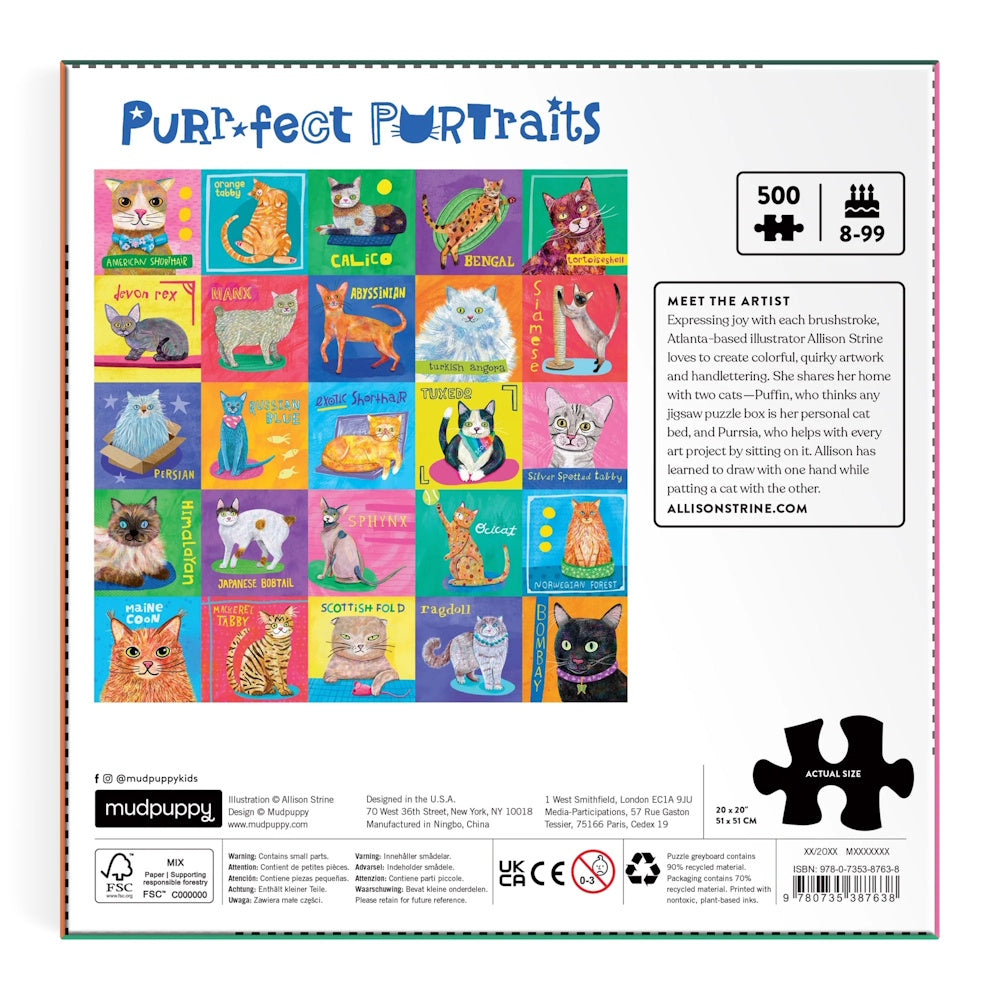 Mudpuppy 500 Piece Family Puzzle - Purr-fect Portraits