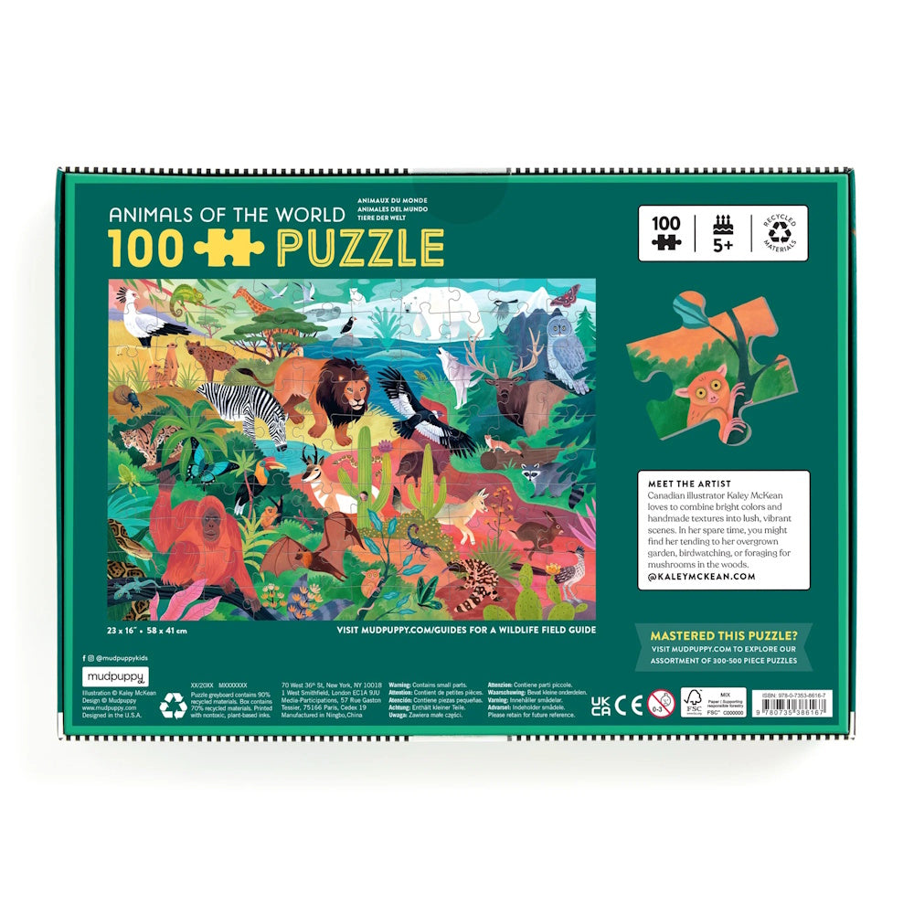 Mudpuppy Animals of the World 100 Piece Puzzle