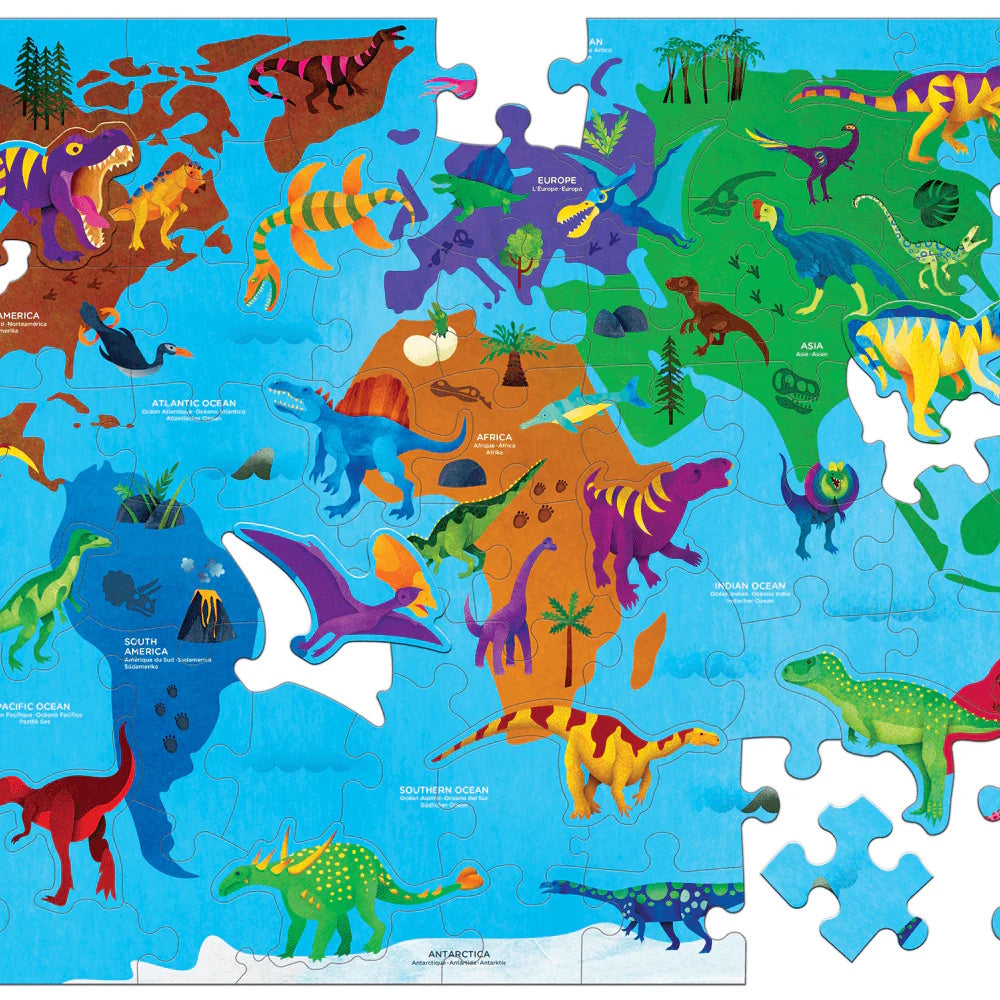 Mudpuppy Dinosaur World - 80 Piece Geography Puzzle