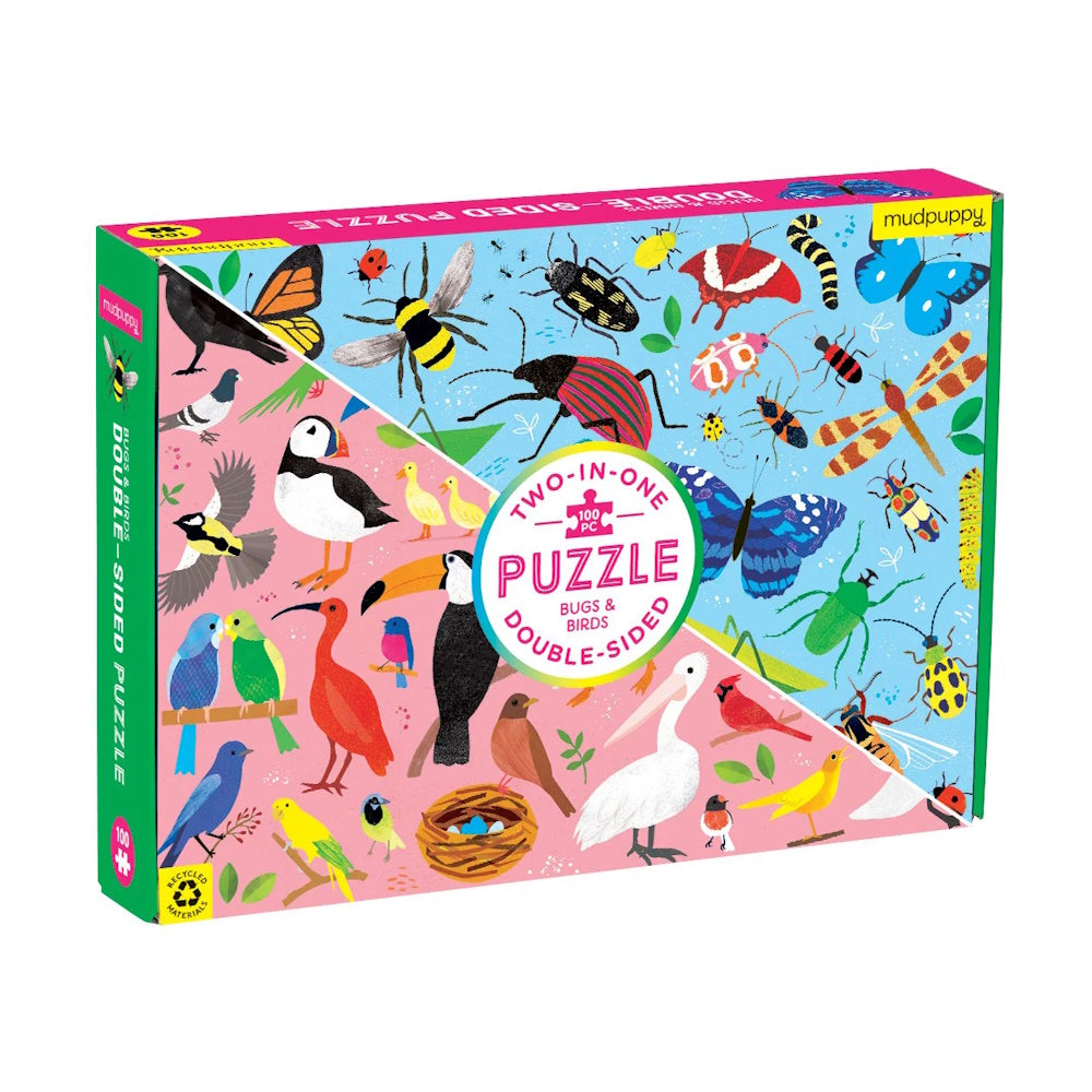 Mudpuppy 100 Piece Double-Sided Puzzle - Bugs & Birds