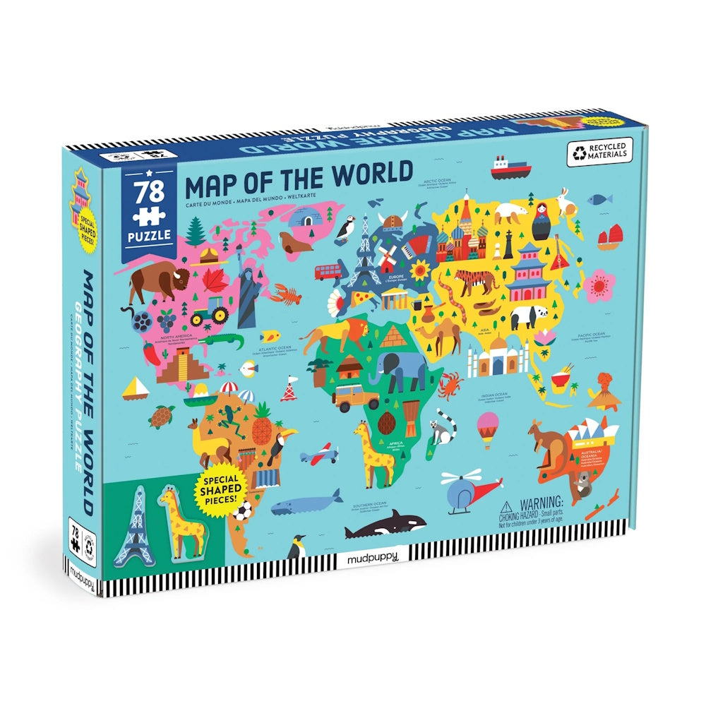 Mudpuppy Map of the World 78 Piece Geography Puzzle