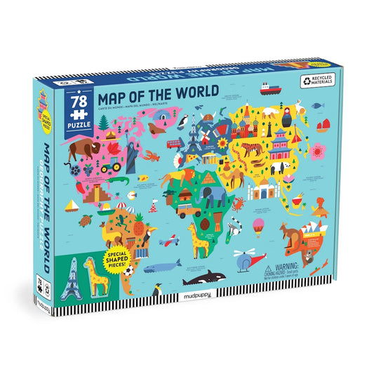 Mudpuppy Map of the World 78 Piece Geography Puzzle