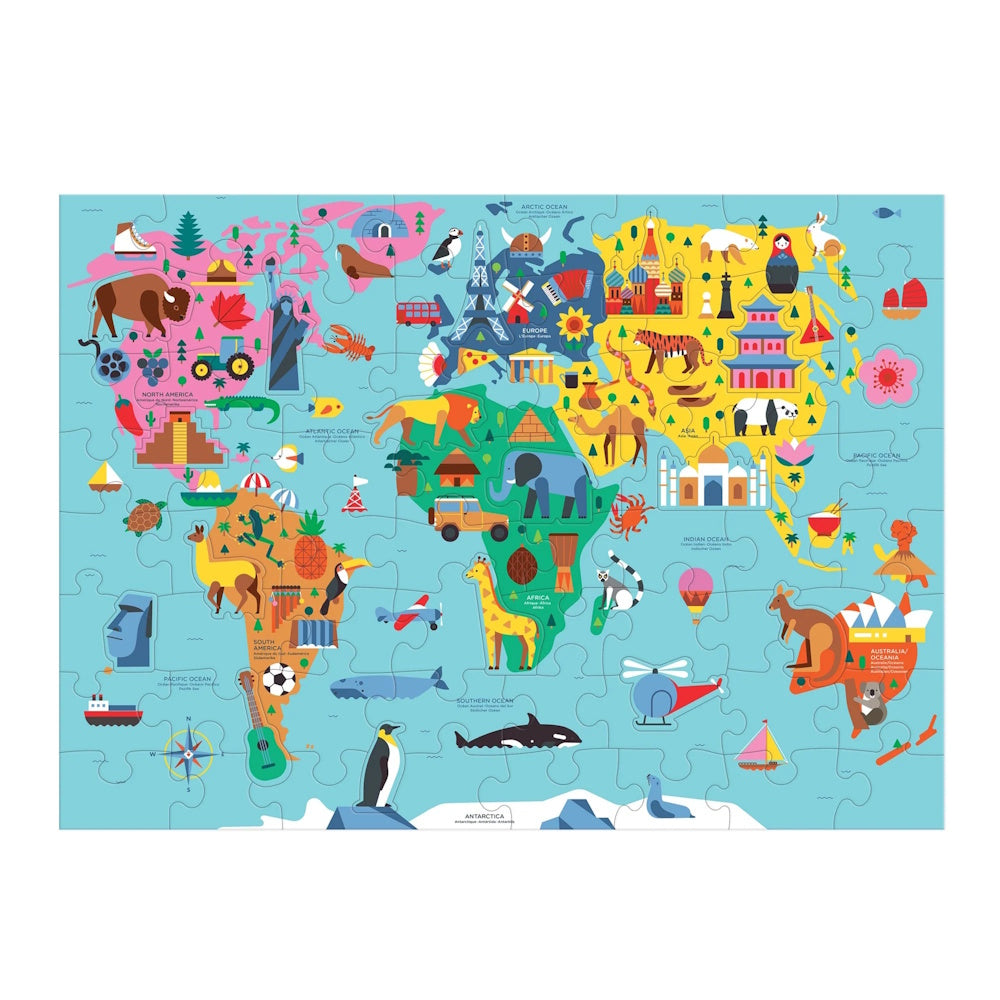 Mudpuppy Map of the World 78 Piece Geography Puzzle