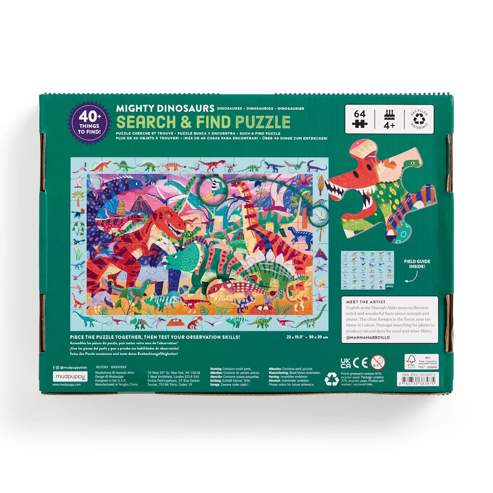 Mudpuppy Mighty Dinosaurs 64 Piece Search & Find Puzzle