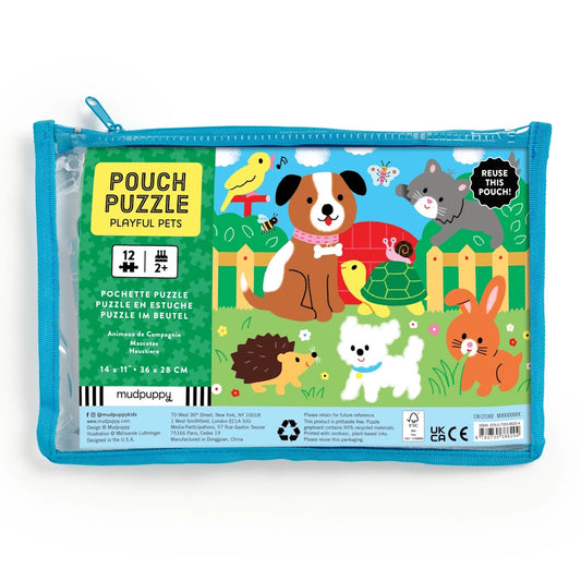 Mudpuppy 12 Piece Pouch Puzzle - Playful Pets