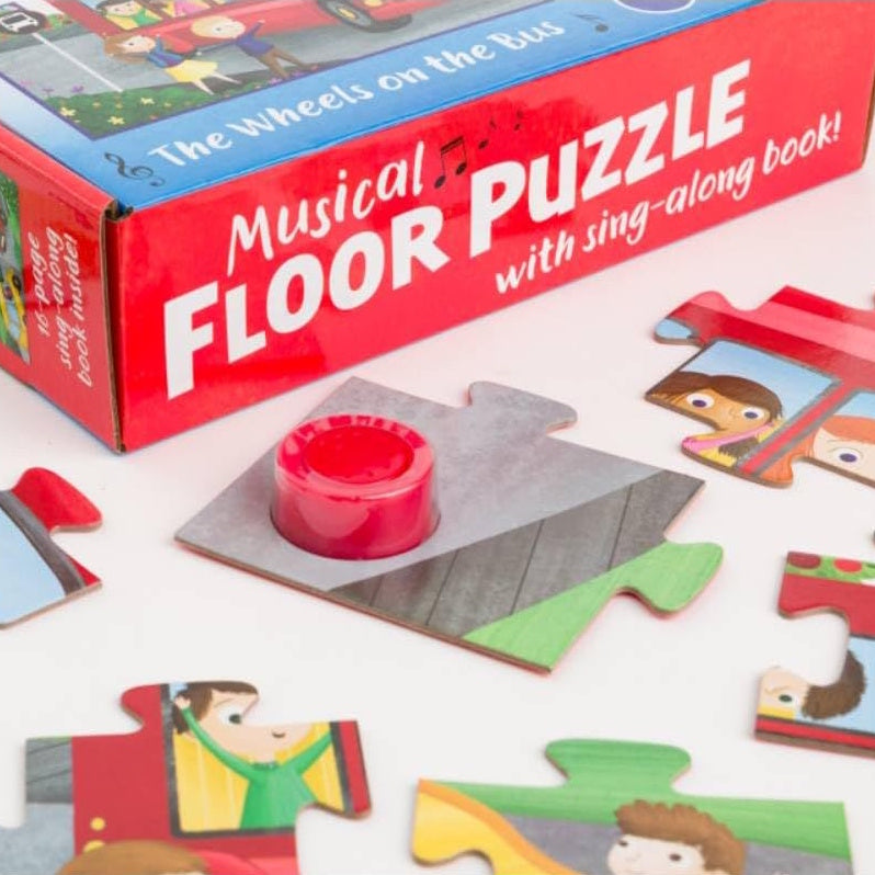 The Wheels on the Bus Musical Floor Puzzle with Sing-Along Book