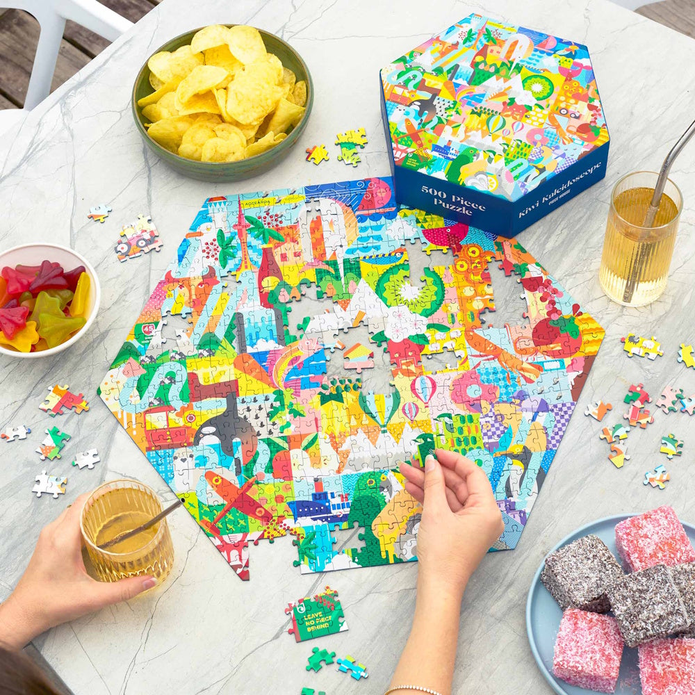 PieceHouse 500 Piece Hexagon Puzzle - Kiwi Kaleidoscope