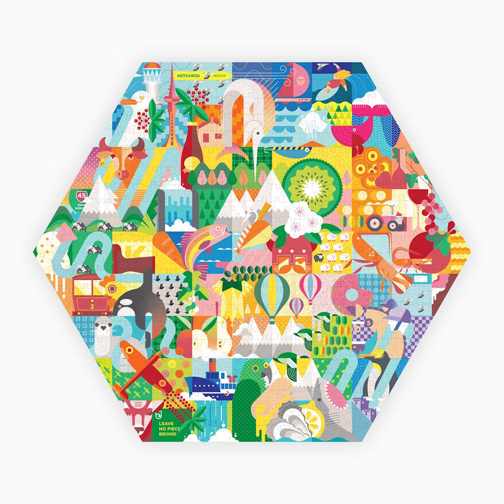 PieceHouse 500 Piece Hexagon Puzzle - Kiwi Kaleidoscope