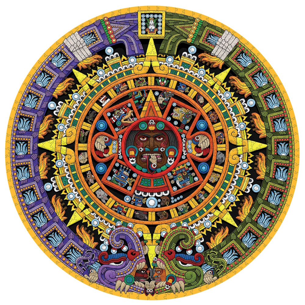 Pomegranate 1000 Piece Circular Puzzle - Aztec Sun Stone