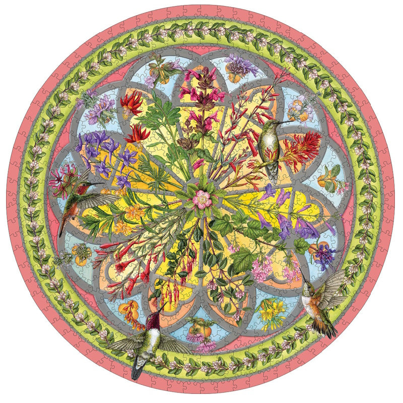 Pomegranate 500 Piece Circular Puzzle - Floral Compass