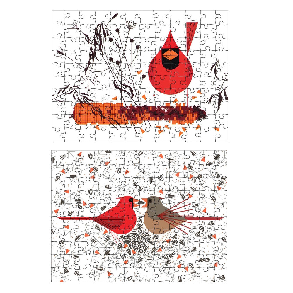 Pomegranate Charley Harper 120 Piece Double-Sided Puzzles Set