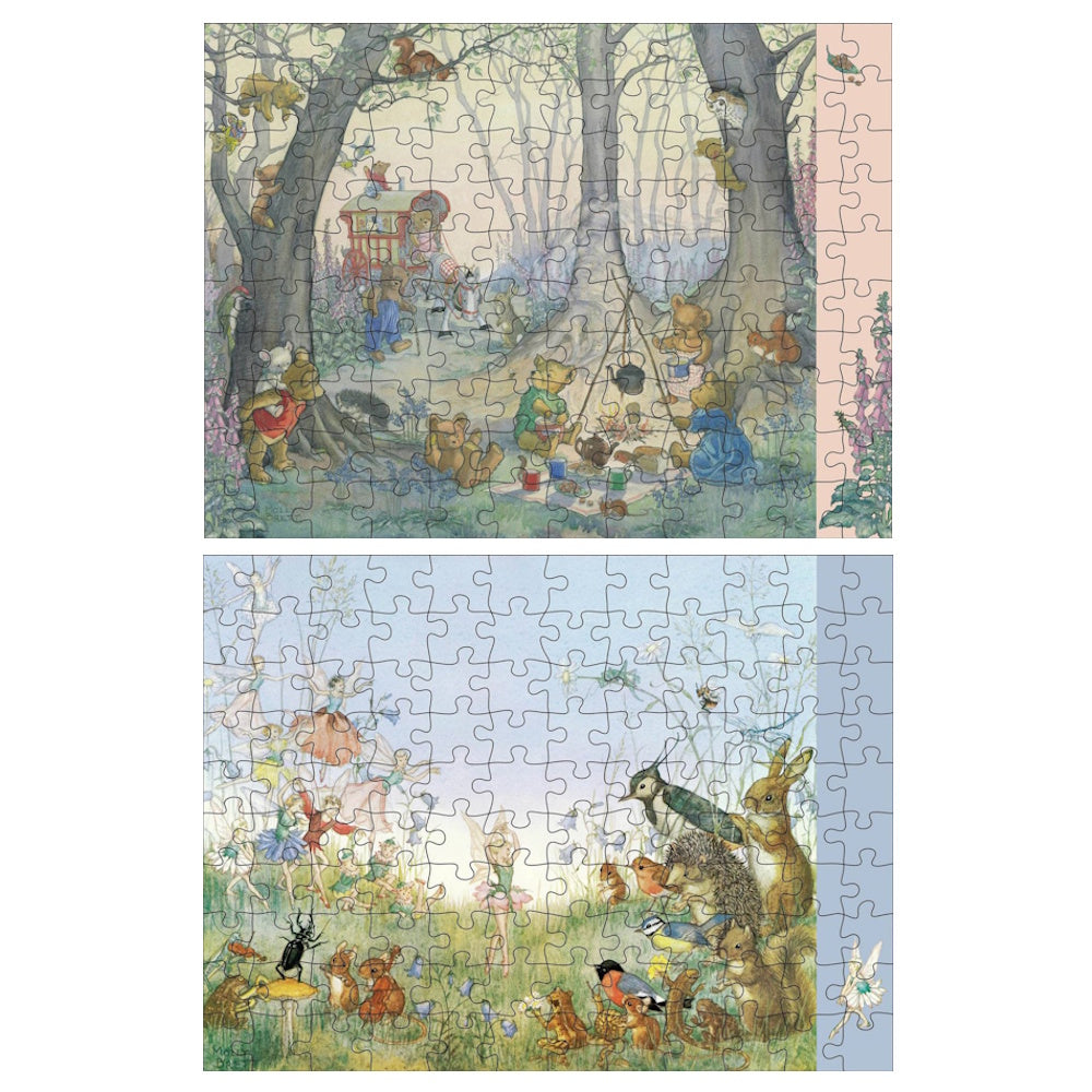 Pomegranate Molly Brett Woodland Adventures 120 Piece Double-Sided Puzzles Set
