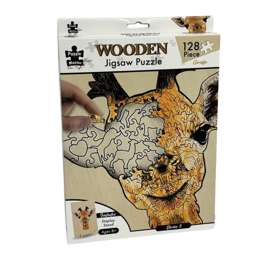 Puzzle Master 128 Piece Wooden Puzzle with Display Stand - Giraffe