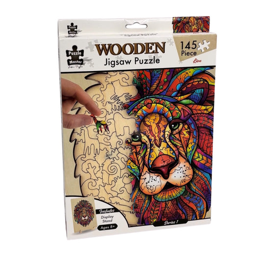 Puzzle Master 145 Piece Wooden Puzzle with Display Stand - Rainbow Lion