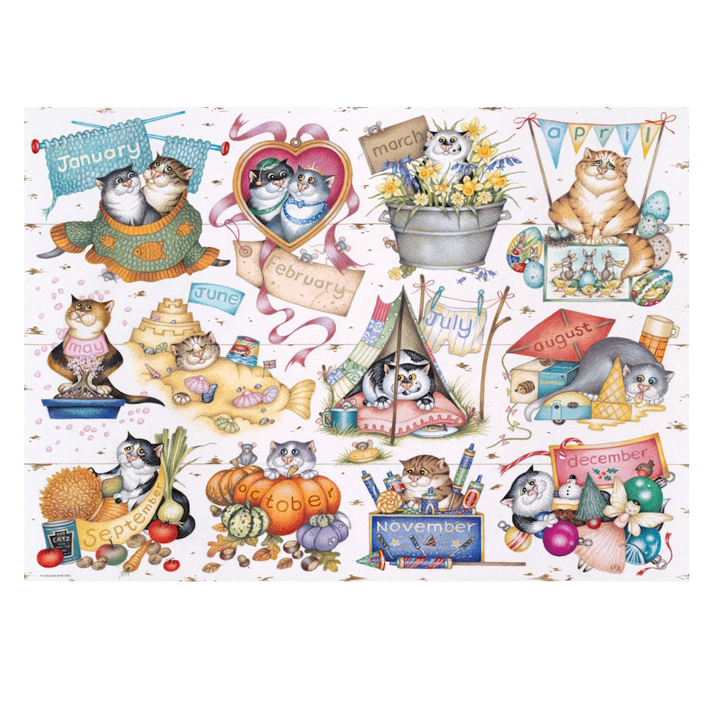 Ravensburger 1000 Piece Puzzle - Crazy Cats A Cat's Year