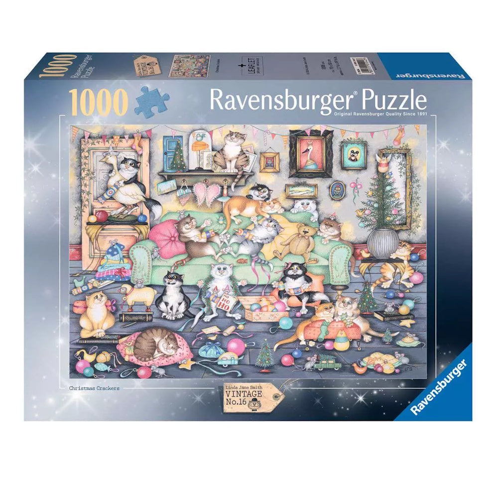 Ravensburger 1000 Piece Puzzle - Crazy Cats Christmas Crackers