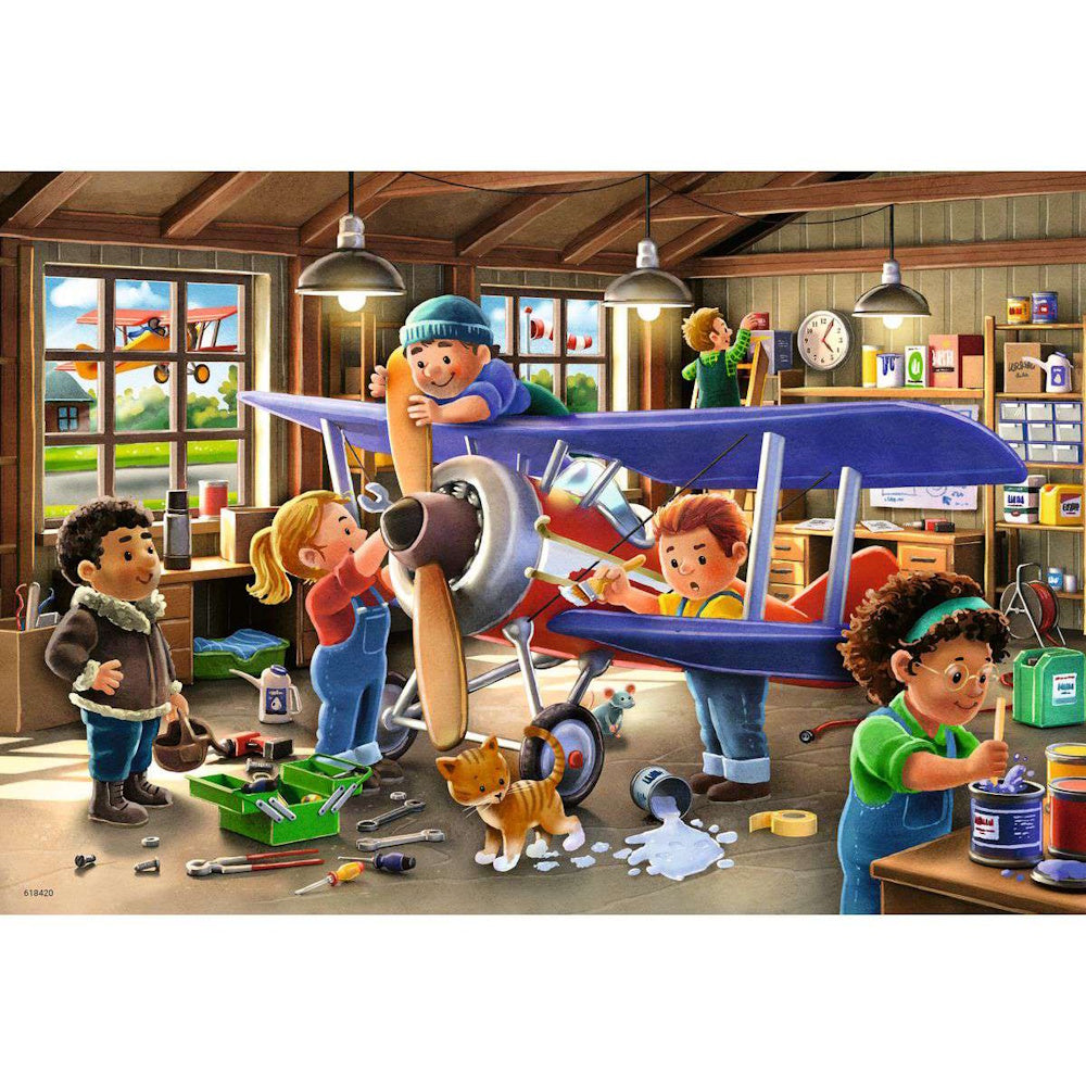 Ravensburger 2 x 24 Piece Puzzles - Airplane & Train Repairs