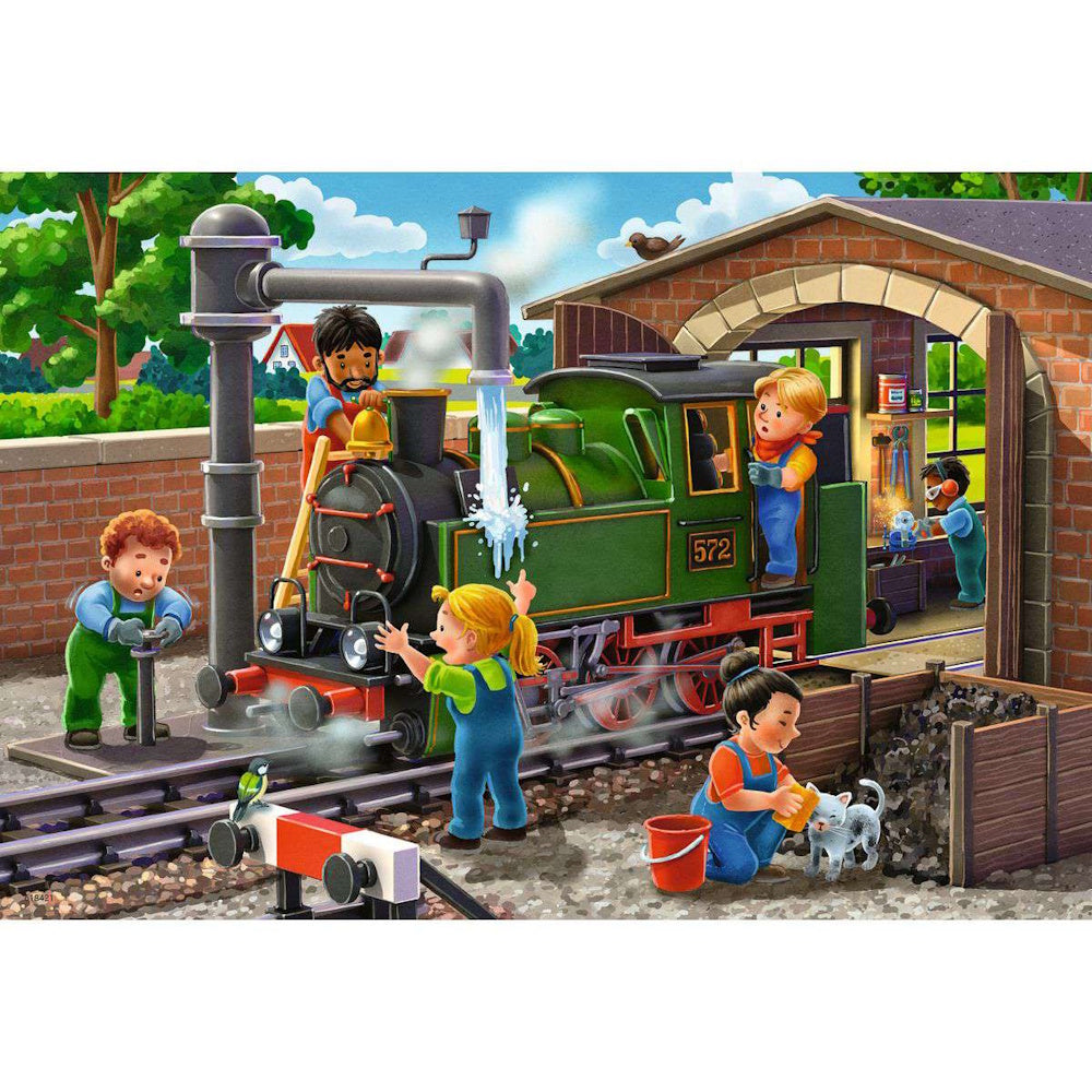Ravensburger 2 x 24 Piece Puzzles - Airplane & Train Repairs