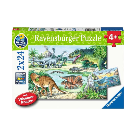 Ravensburger 2 x 24 Piece Puzzles - Dinosaurs of Land and Sea