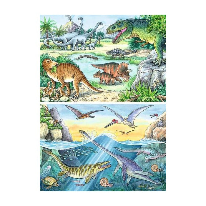 Ravensburger 2 x 24 Piece Puzzles - Dinosaurs of Land and Sea