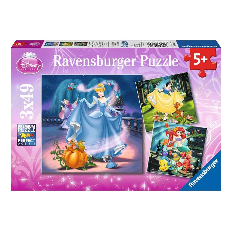 Ravensburger 3 x 49 Piece Puzzles - Disney Snow White, Cinderella & Ariel