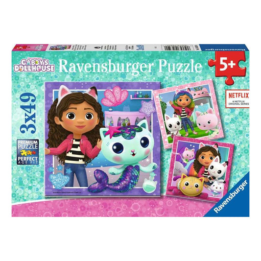 Ravensburger 3 x 49 Piece Puzzles - Gabby's Dollhouse It's Meow Time!