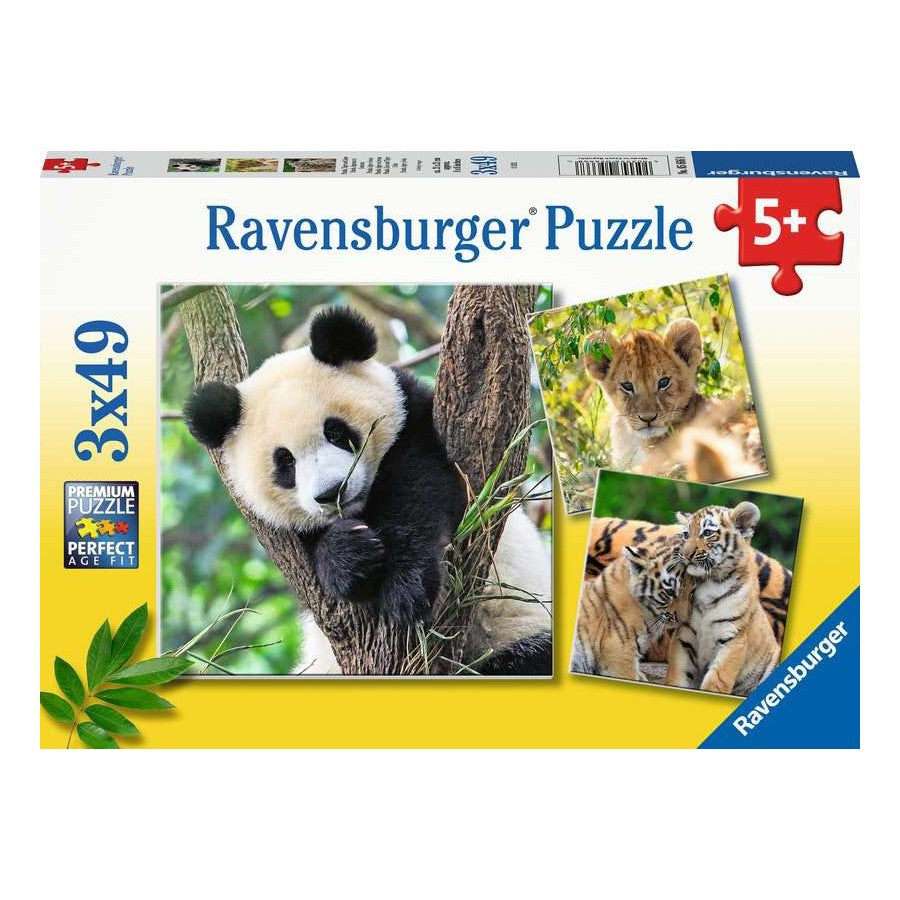Ravensburger 3 x 49 Piece Puzzles - Panda, Lion & Tiger