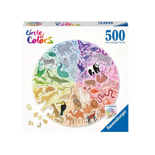Ravensburger 500 Piece Round Puzzle - Circle of Colours: Animals