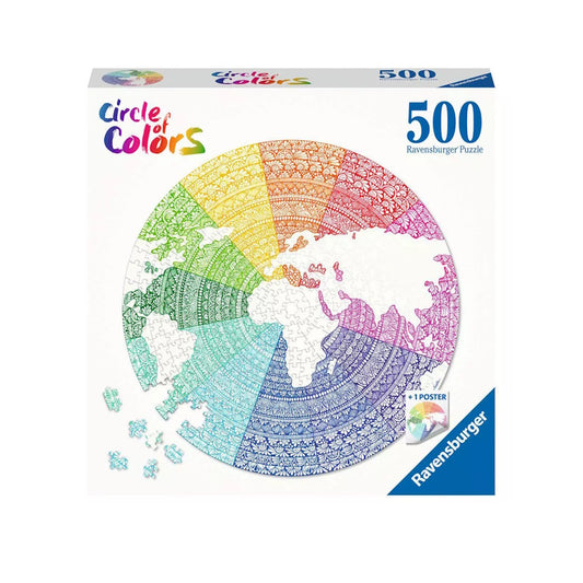 Ravensburger 500 Piece Round Puzzle - Circle of Colours: Mandala