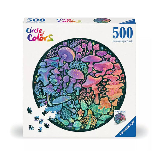 Ravensburger 500 Piece Round Puzzle - Circle of Colours: Mushrooms