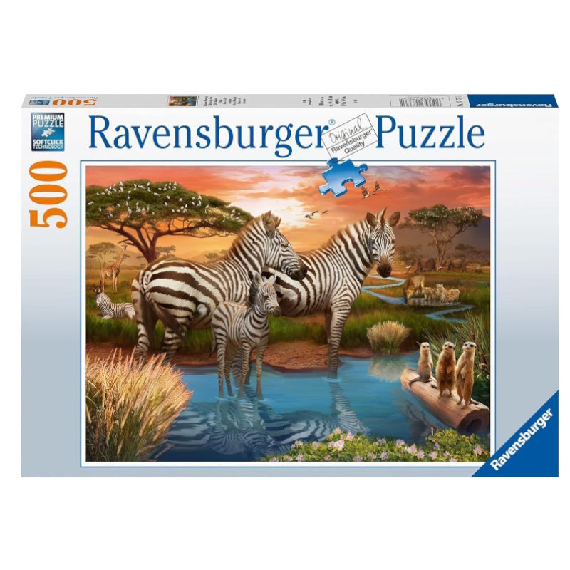 Ravensburger 500 Piece Puzzle - Zebras at Waterhole