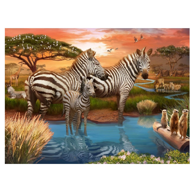 Ravensburger 500 Piece Puzzle - Zebras at Waterhole