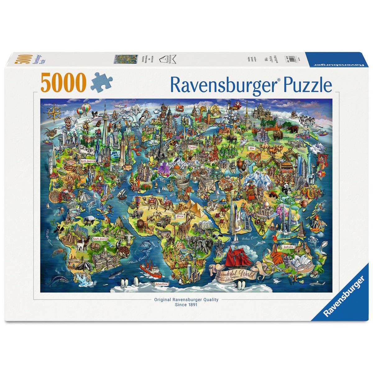 Ravensburger 5000 Piece Puzzle - Illustrated World Map