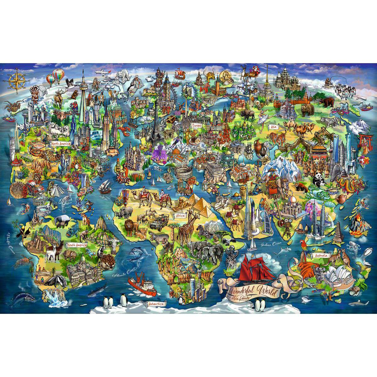 Ravensburger 5000 Piece Puzzle - Illustrated World Map
