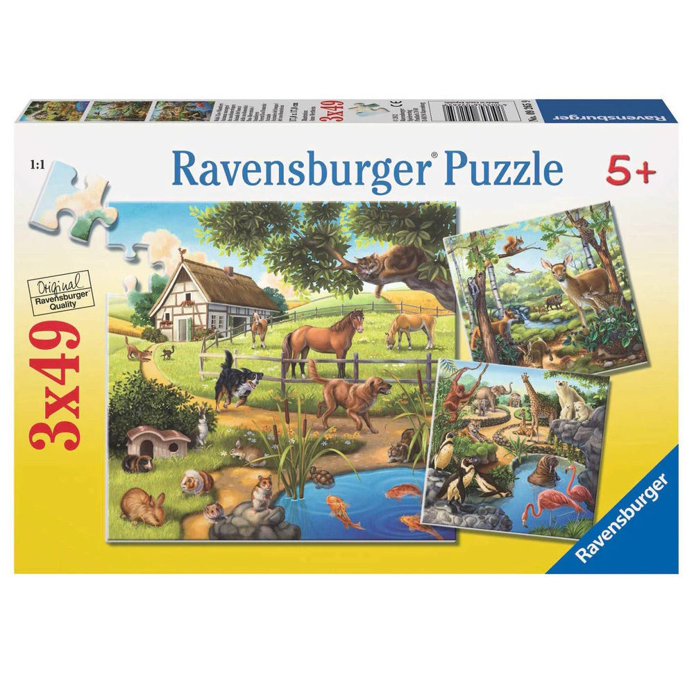Ravensburger 3 x 49 Piece Puzzles - Forest, Zoo & Pets