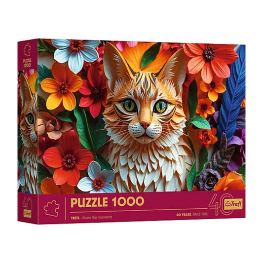Trefl 1000 Piece Puzzle - 40th Anniversary of Trefl: Paper Art Cat