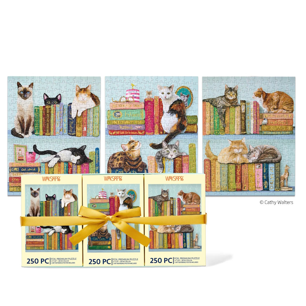 WerkShoppe 3 x 250 Piece Puzzles - Cats on Books